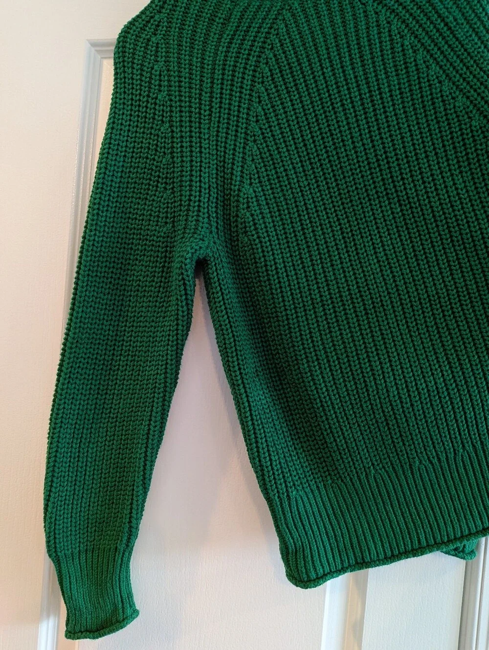 J. Crew Relaxed Rollneck Sweater Green Knit Preppy Fisherman Cotton Size S